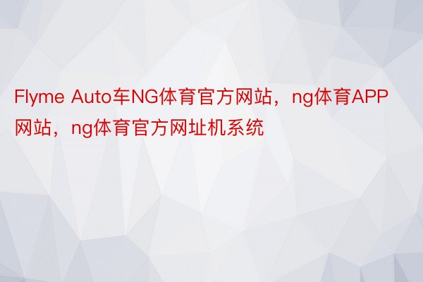 Flyme Auto车NG体育官方网站，ng体育APP网站，ng体育官方网址机系统